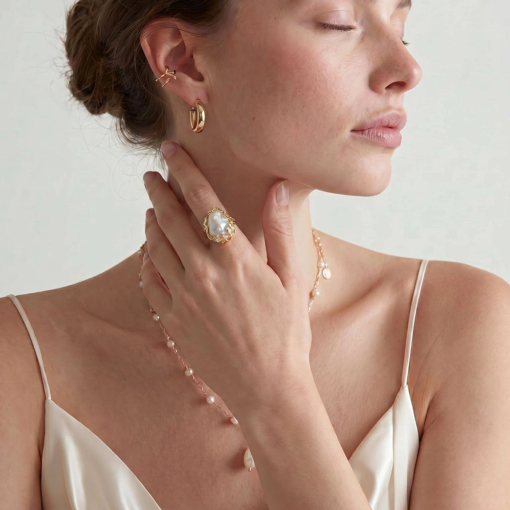 Baroque Pearl Crown Ring by Magnolia Luxe