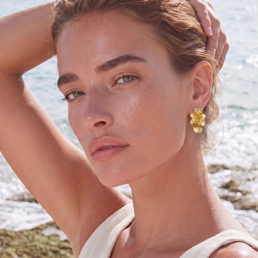Golden Bloom Double Earrings by Magnolia Luxe